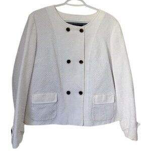 Faconnable white designer double-breasted jacket/blazer size 16